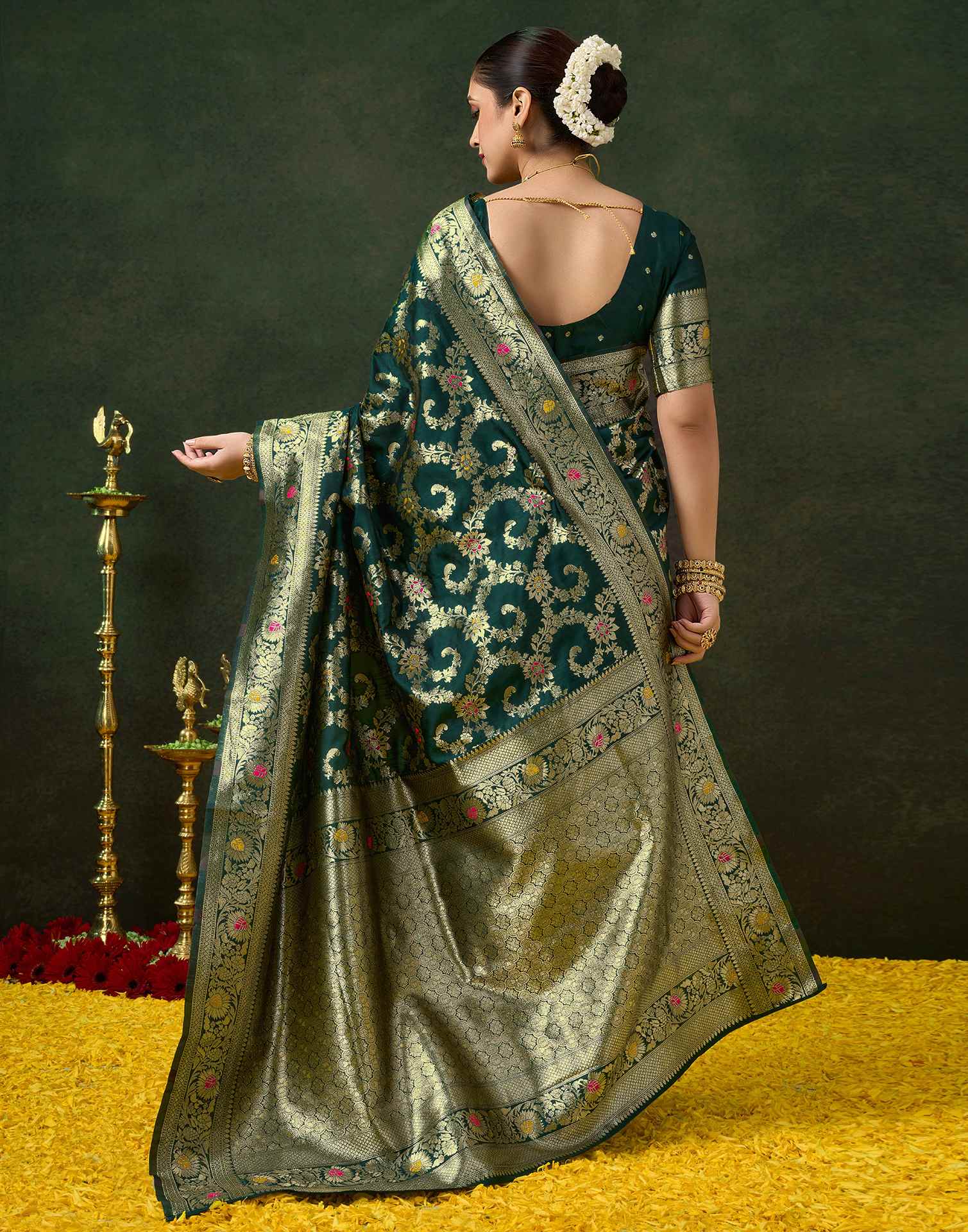 Green Silk Woven Banarasi Saree