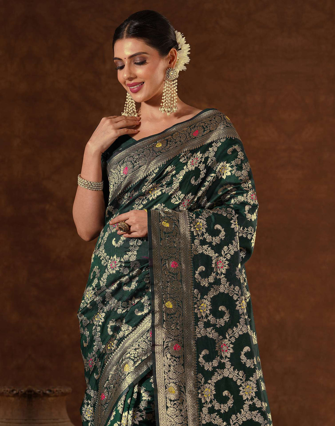 Green Silk Woven Banarasi Saree