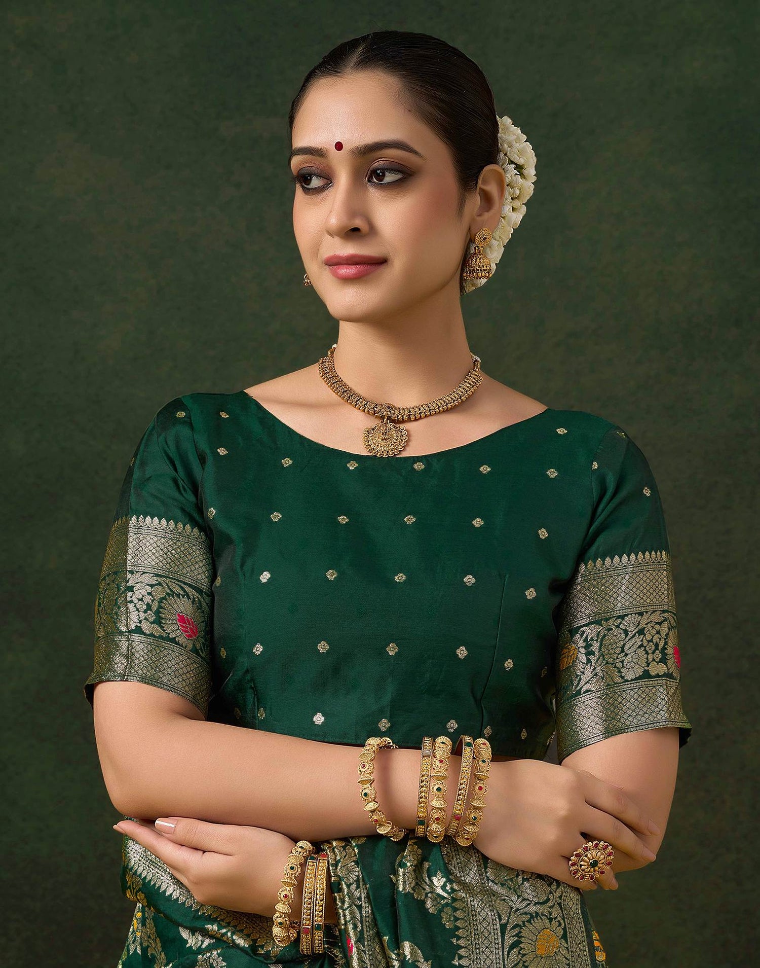 Green Silk Woven Banarasi Saree