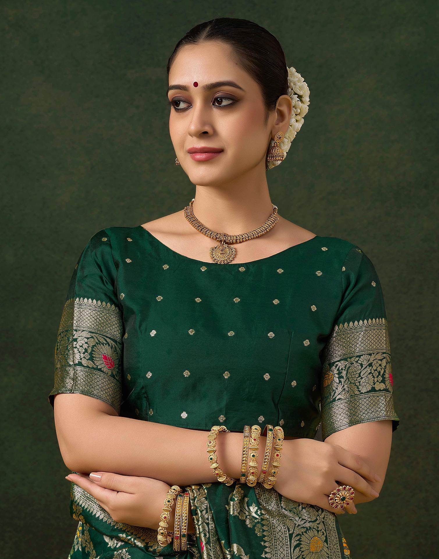Green Silk Woven Banarasi Saree