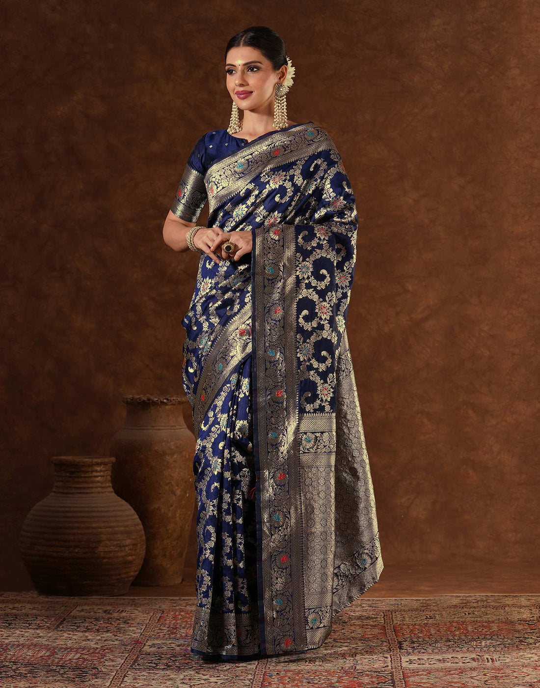 Blue Silk Woven Banarasi Saree