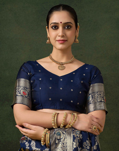 Blue Silk Woven Banarasi Saree