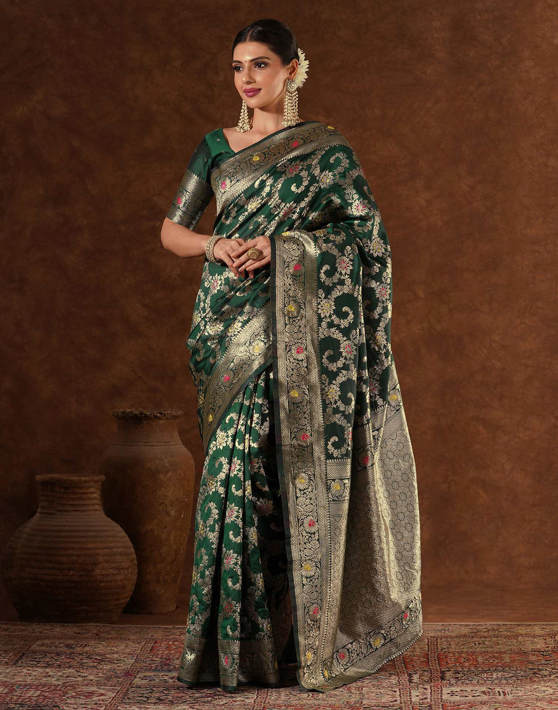 Green Silk Woven Banarasi Saree