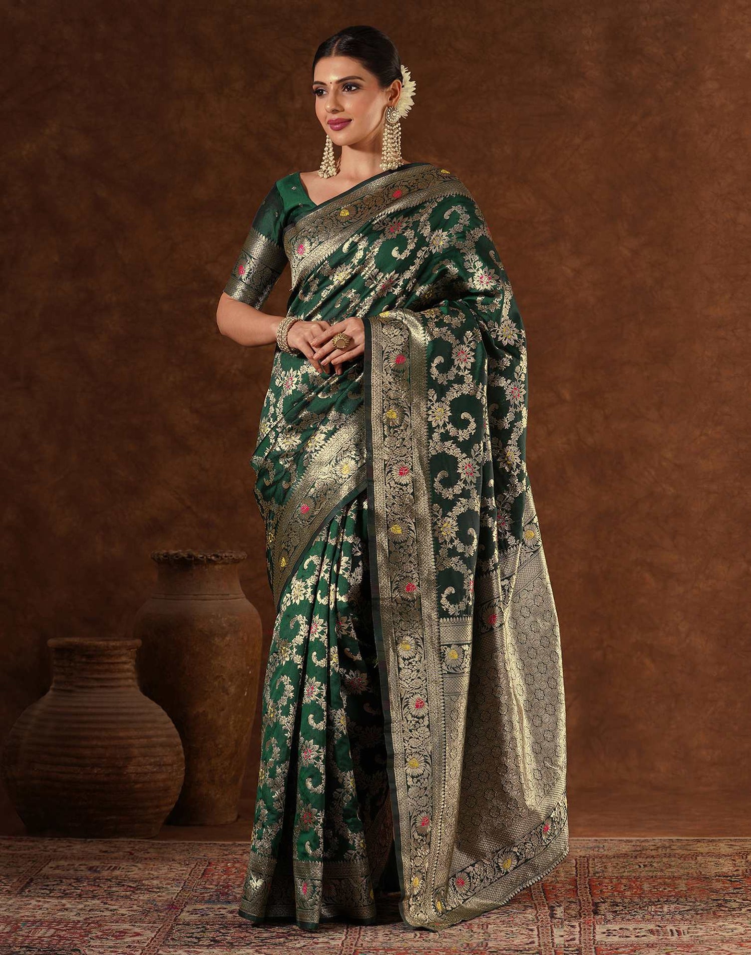 Green Silk Woven Banarasi Saree