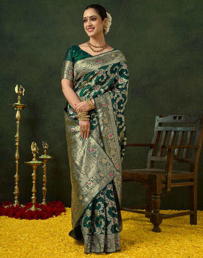 Green Silk Woven Banarasi Saree