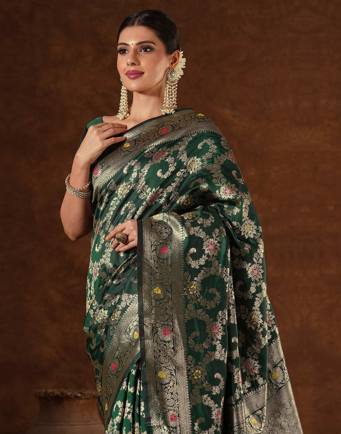 Green Silk Woven Banarasi Saree