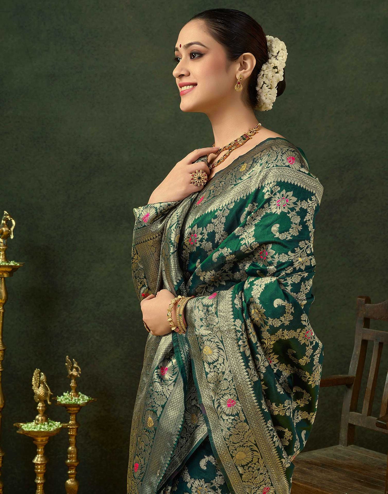Green Silk Woven Banarasi Saree