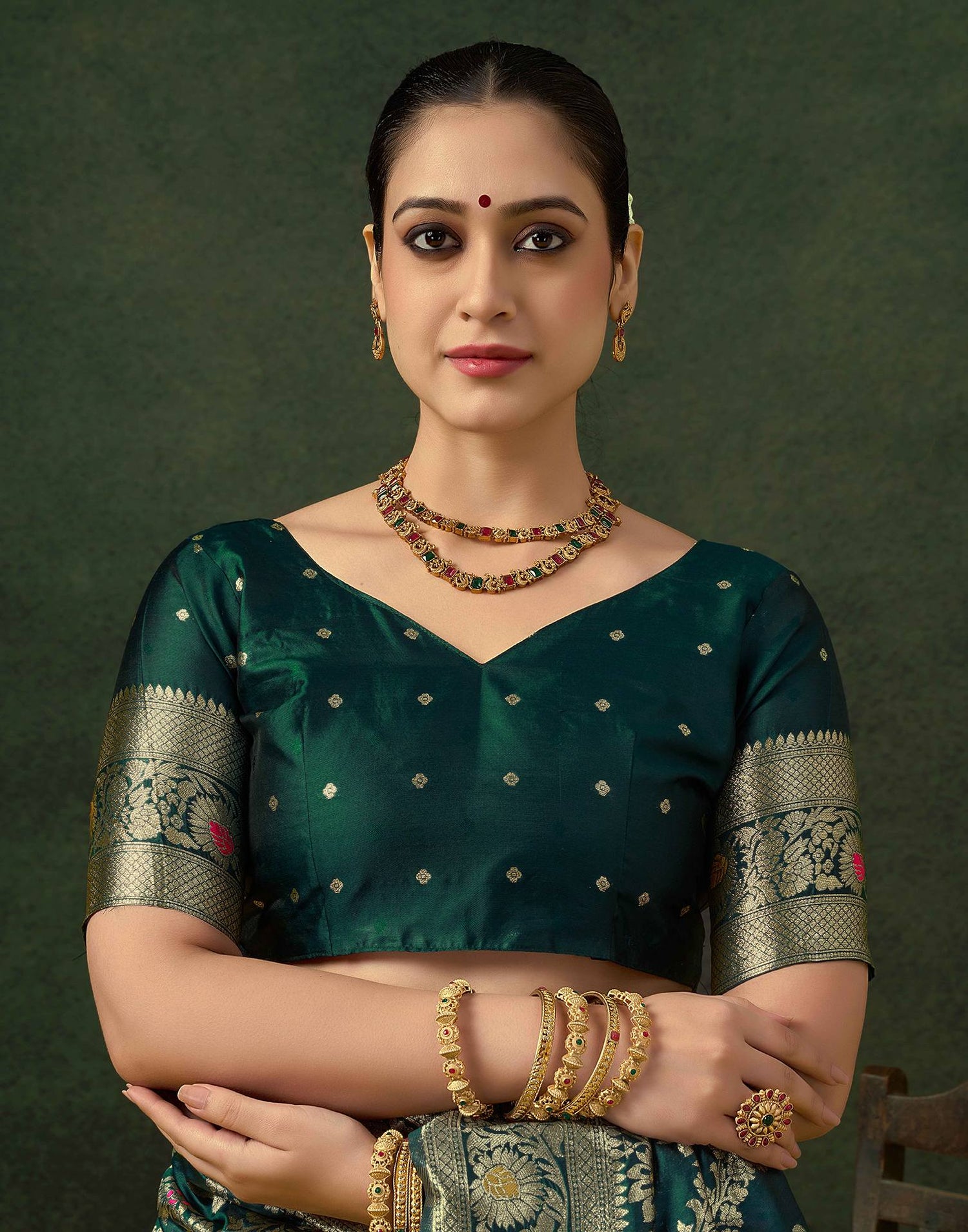 Green Silk Woven Banarasi Saree