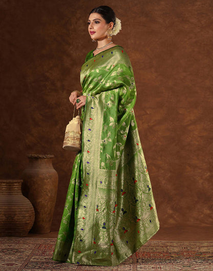 Green Silk Woven Banarasi Saree