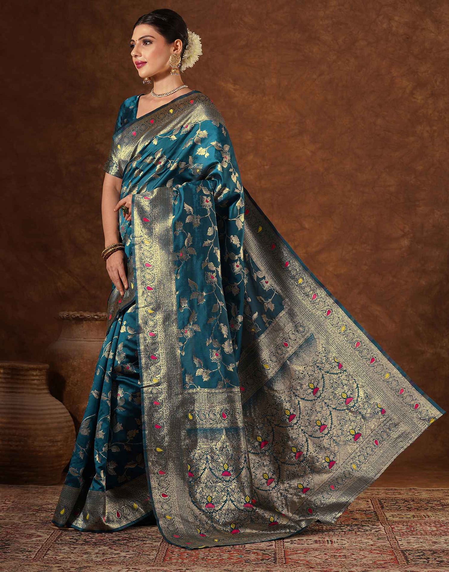 Blue Silk Woven Banarasi Saree
