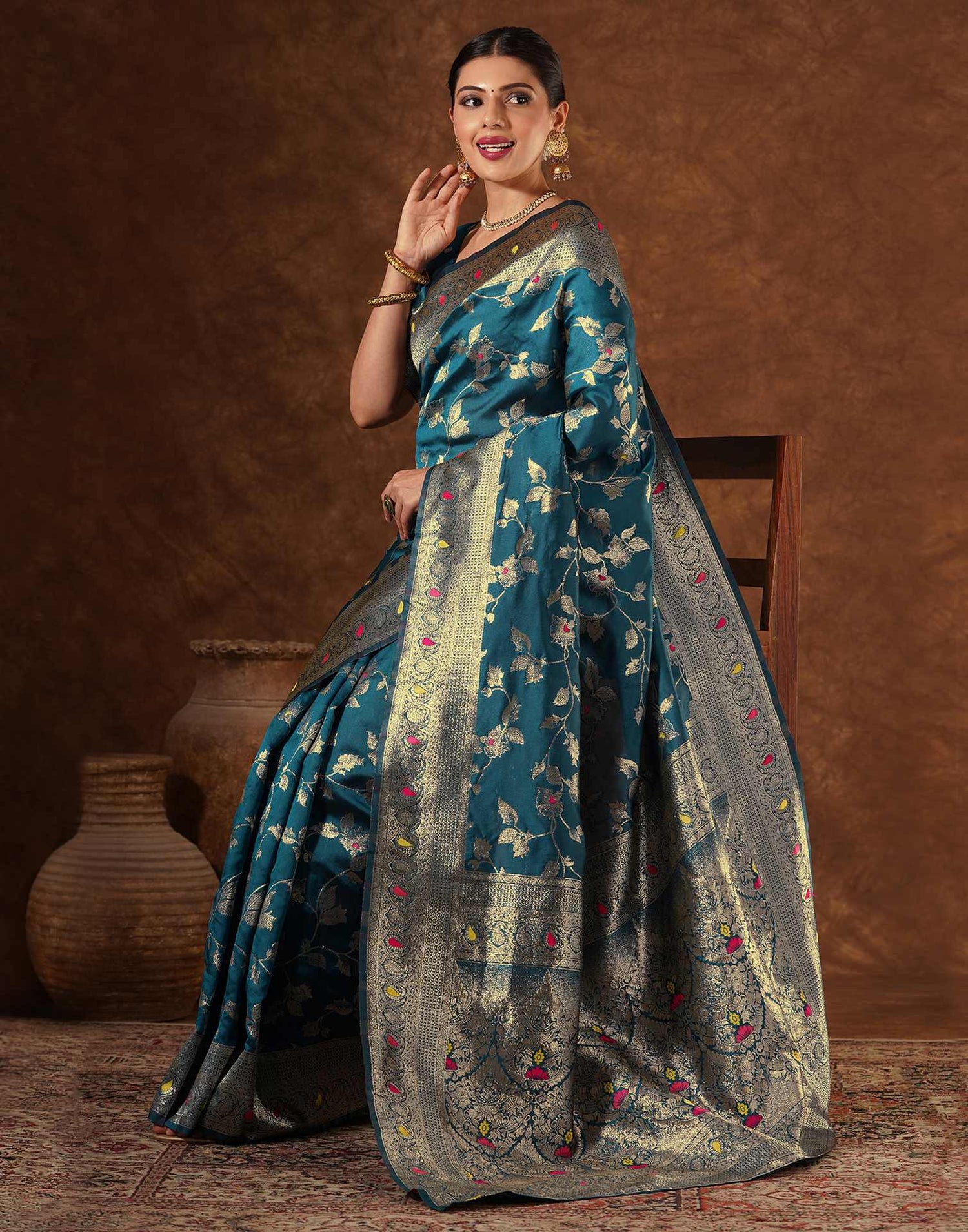 Blue Silk Woven Banarasi Saree