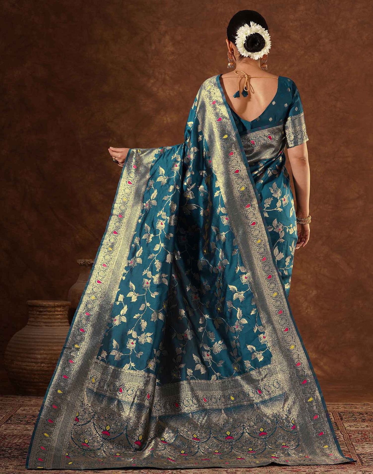 Blue Silk Woven Banarasi Saree