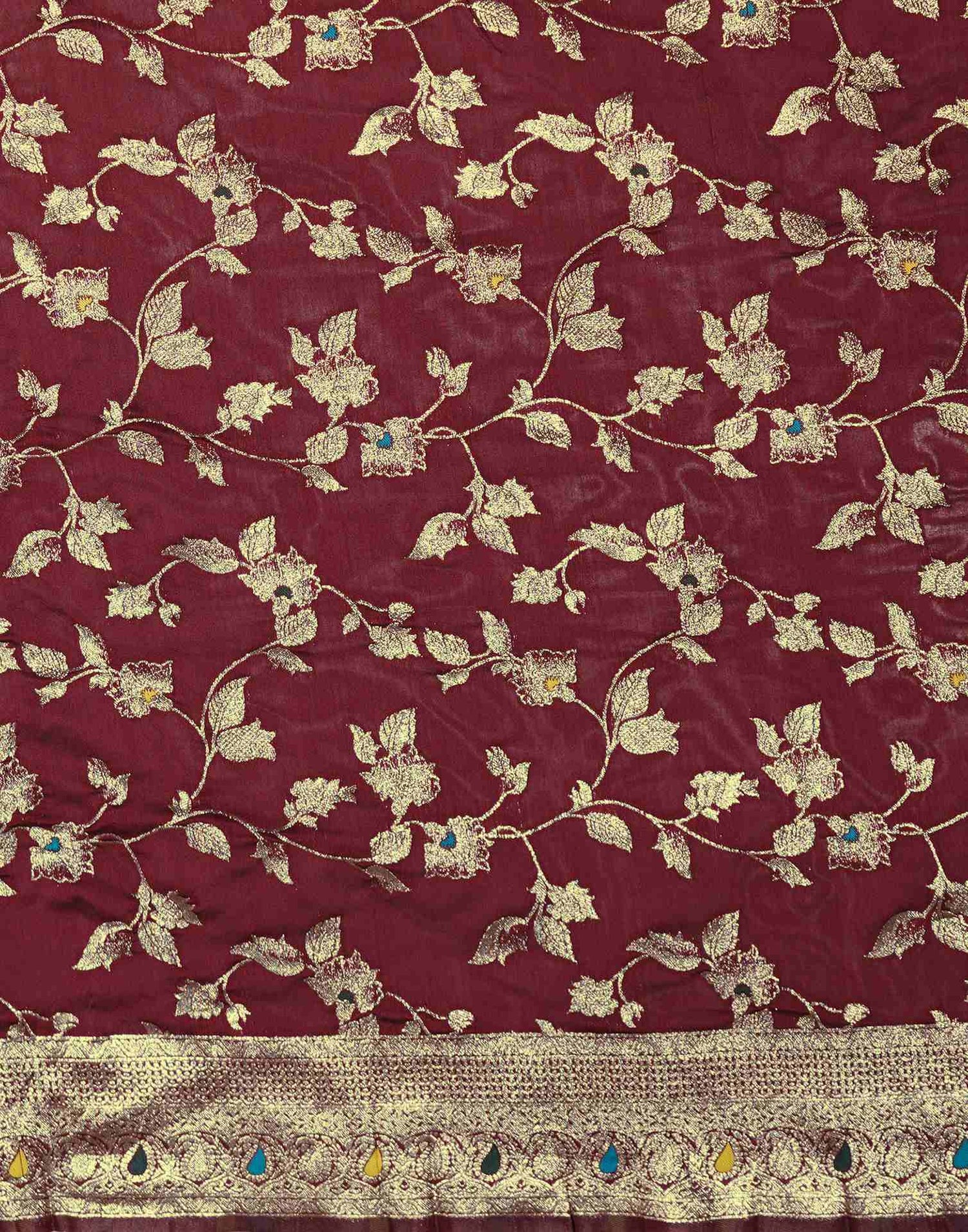 Maroon Silk Woven Banarasi Saree