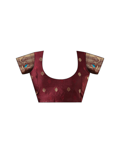 Maroon Silk Woven Banarasi Saree