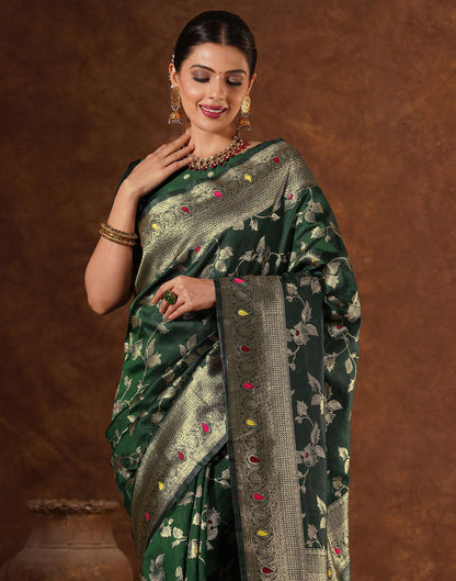 Green Silk Woven Banarasi Saree