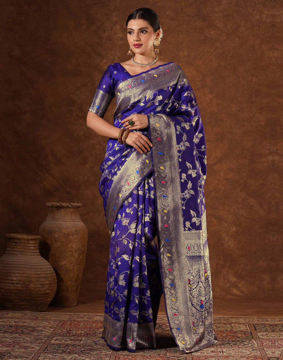 Purple Silk Woven Banarasi Saree