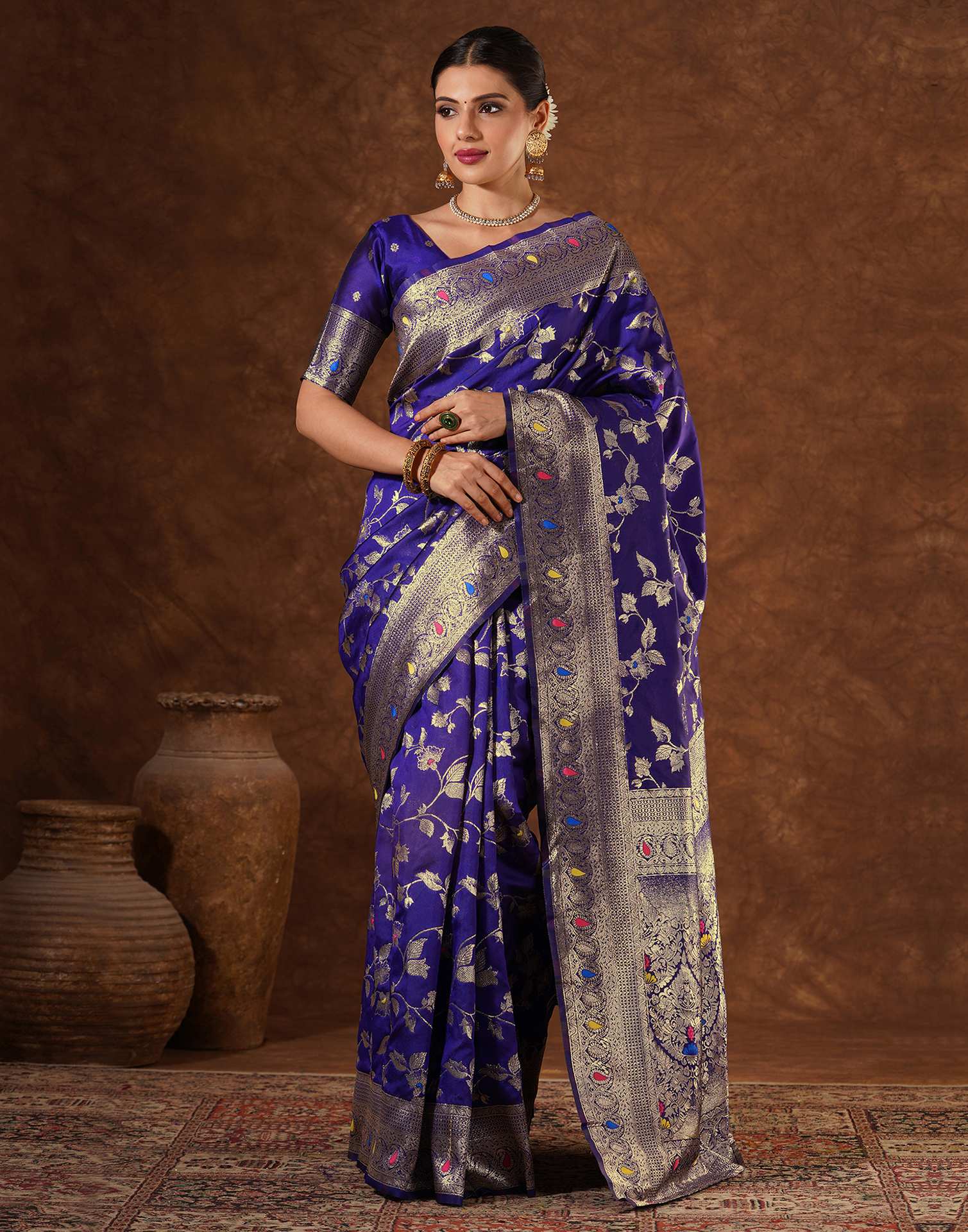 Purple Silk Woven Banarasi Saree