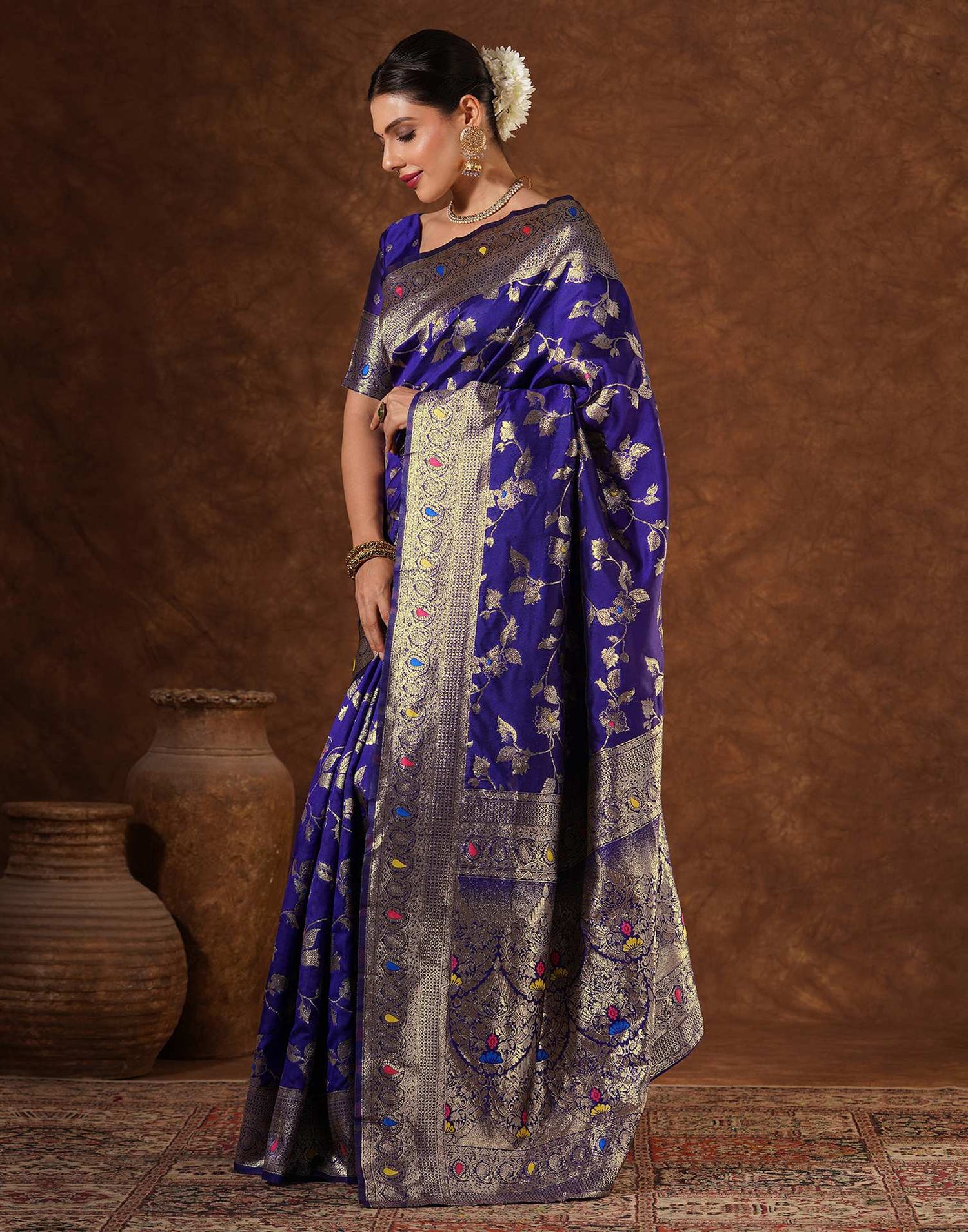 Purple Silk Woven Banarasi Saree