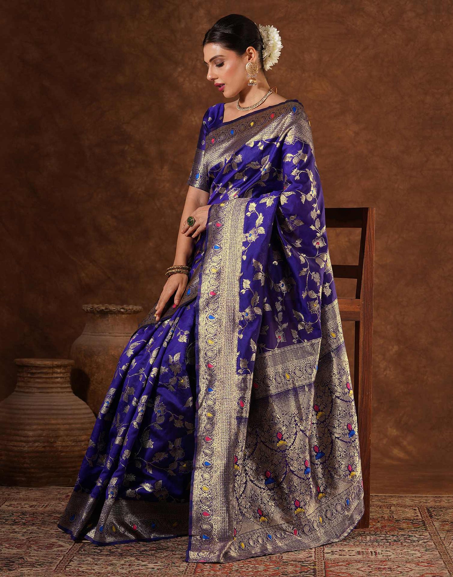 Purple Silk Woven Banarasi Saree