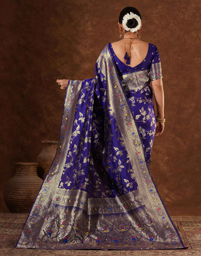 Purple Silk Woven Banarasi Saree