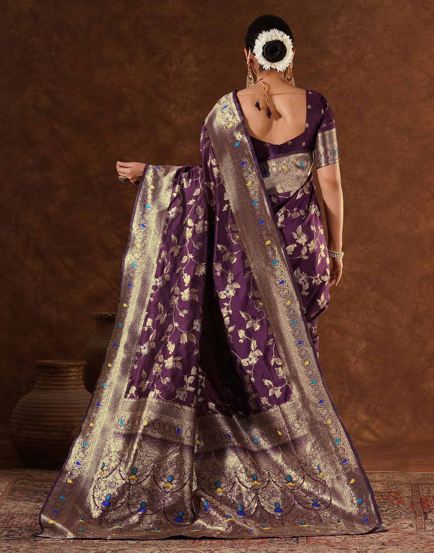 Purple Silk Woven Banarasi Saree