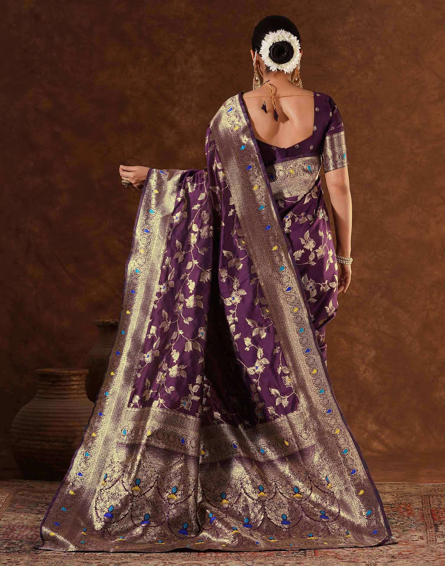 Purple Silk Woven Banarasi Saree