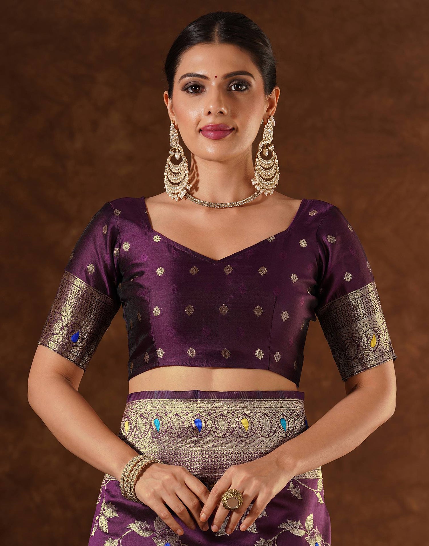 Purple Silk Woven Banarasi Saree