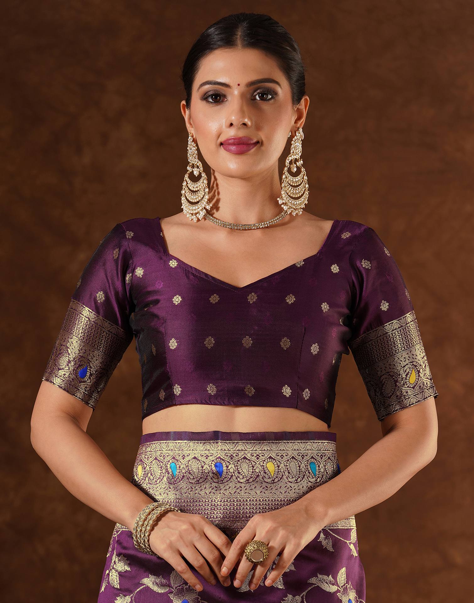 Purple Silk Woven Banarasi Saree