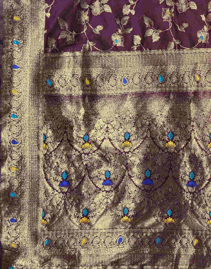 Purple Silk Woven Banarasi Saree