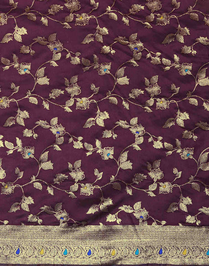 Purple Silk Woven Banarasi Saree
