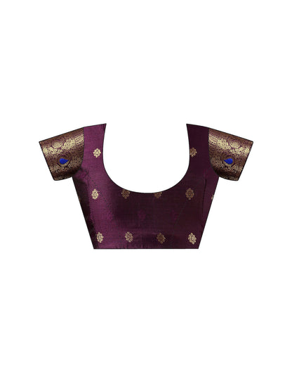 Purple Silk Woven Banarasi Saree