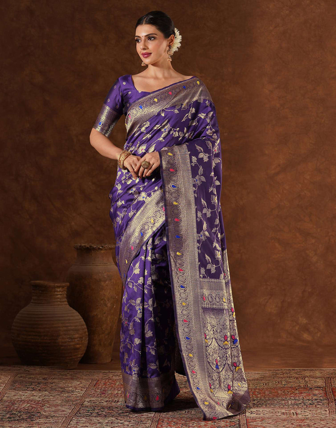 Purple Silk Woven Banarasi Saree