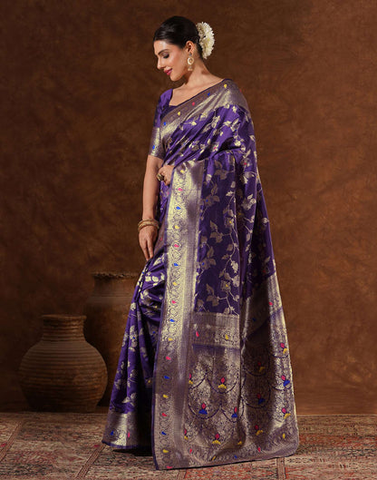 Purple Silk Woven Banarasi Saree