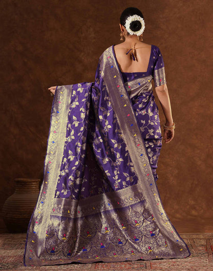 Purple Silk Woven Banarasi Saree