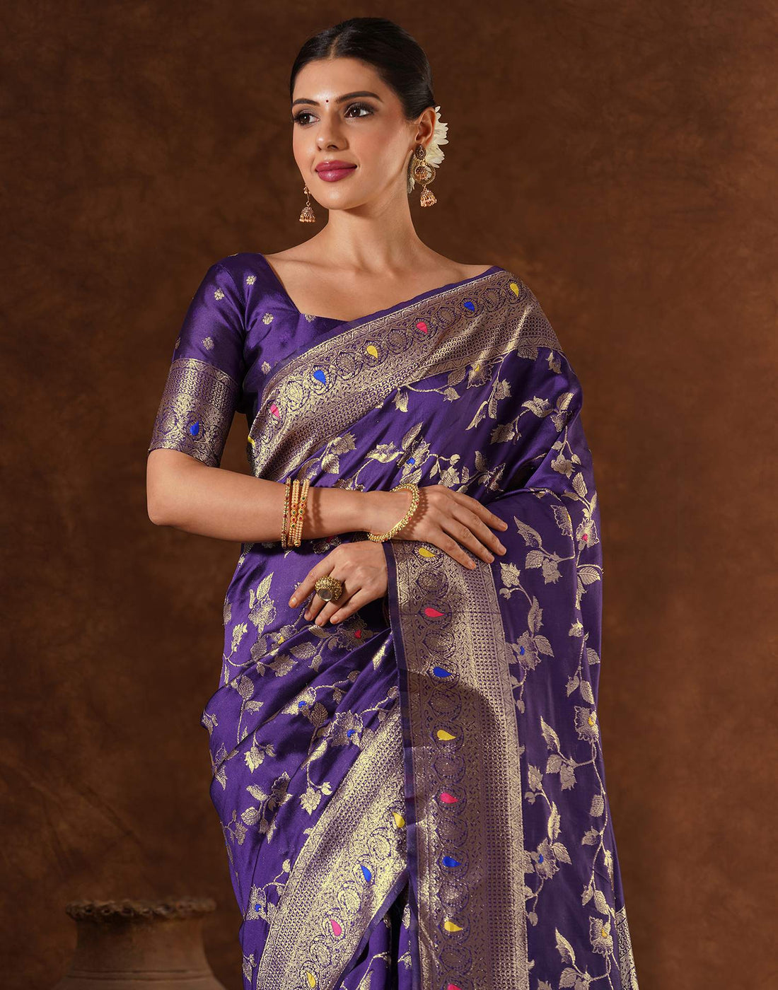 Purple Silk Woven Banarasi Saree