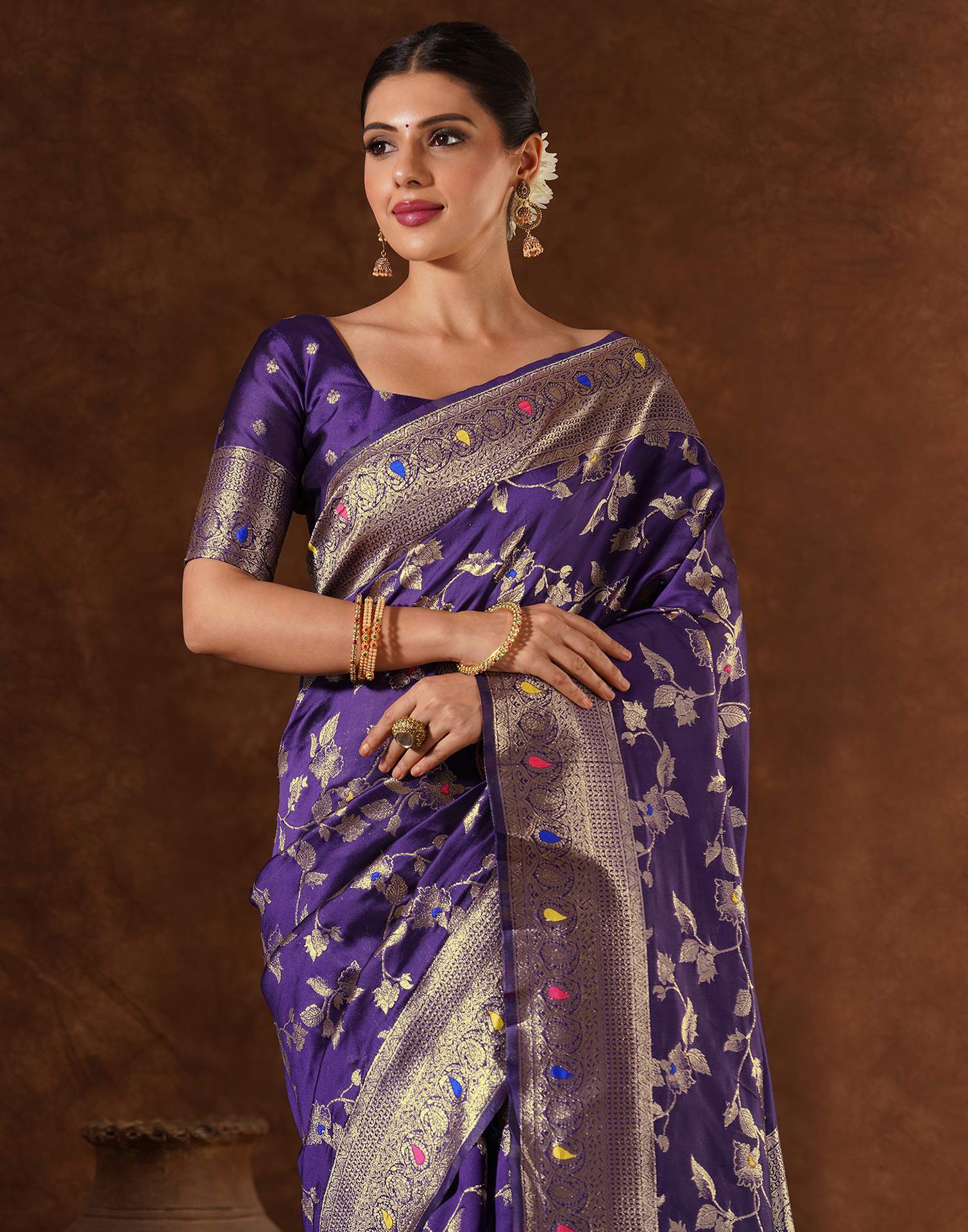 Purple Silk Woven Banarasi Saree