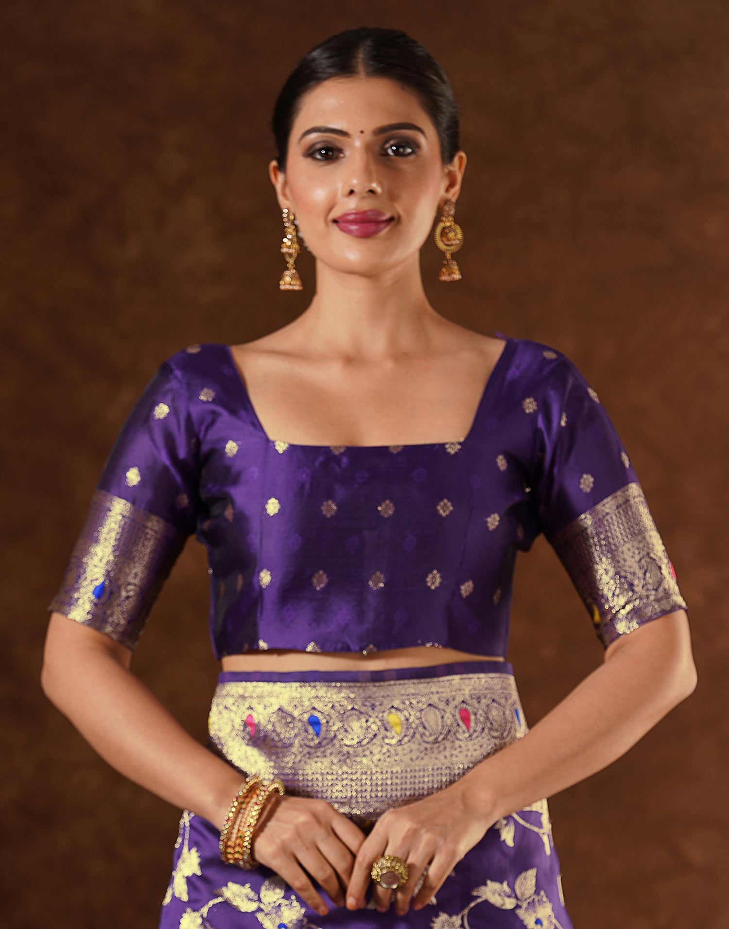 Purple Silk Woven Banarasi Saree