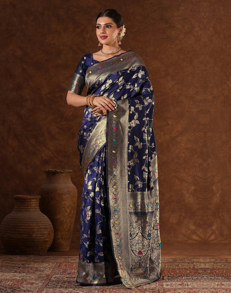 Blue Silk Woven Banarasi Saree