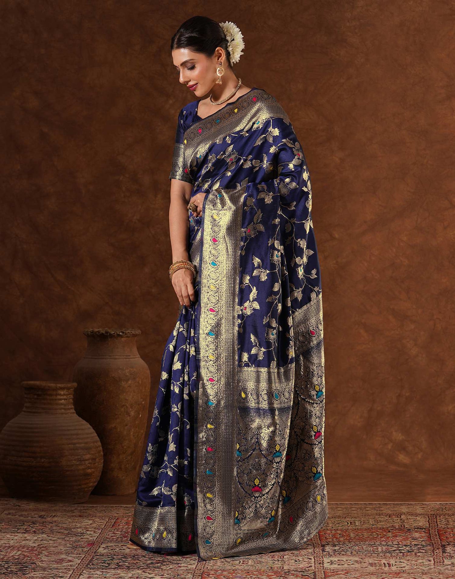 Blue Silk Woven Banarasi Saree
