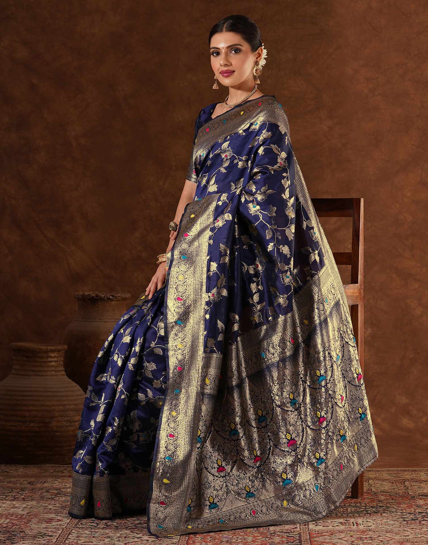 Blue Silk Woven Banarasi Saree