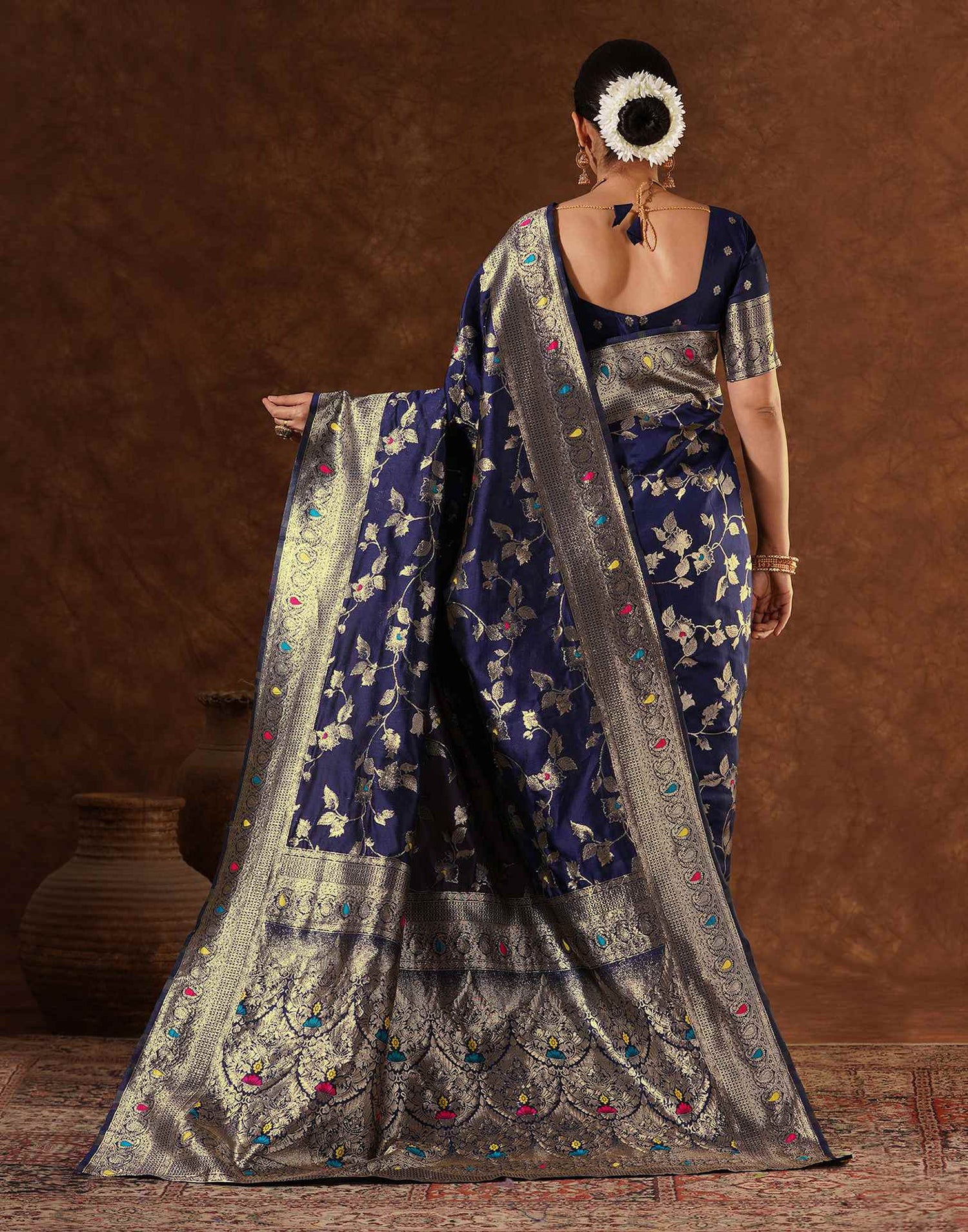 Blue Silk Woven Banarasi Saree