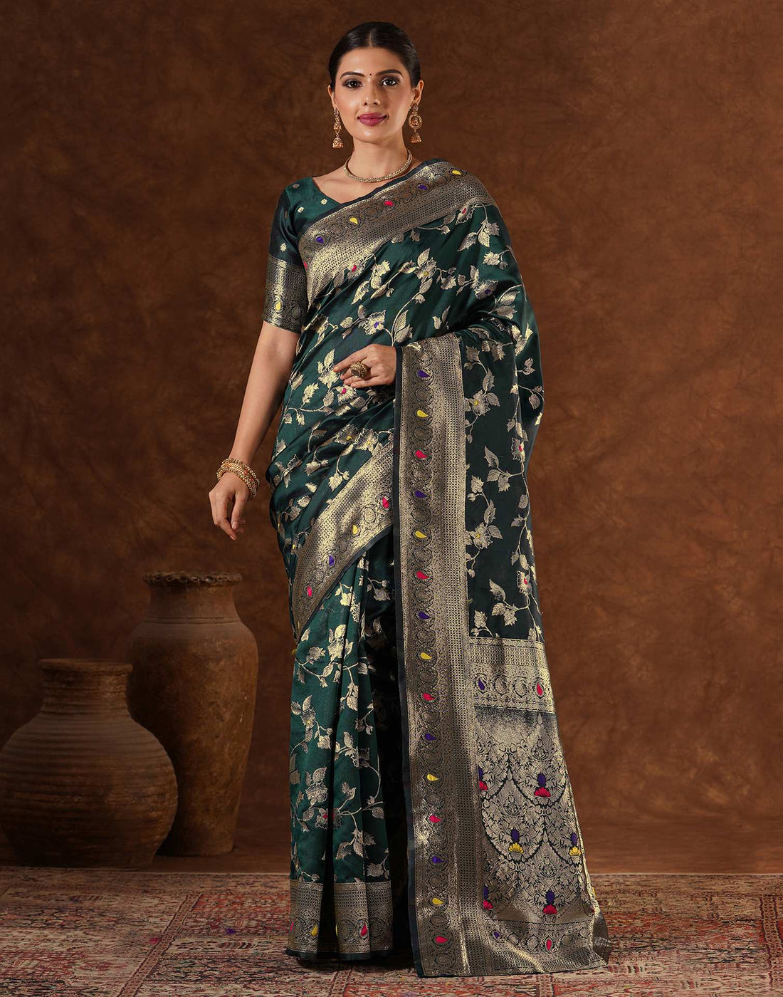 Green Silk Woven Banarasi Saree