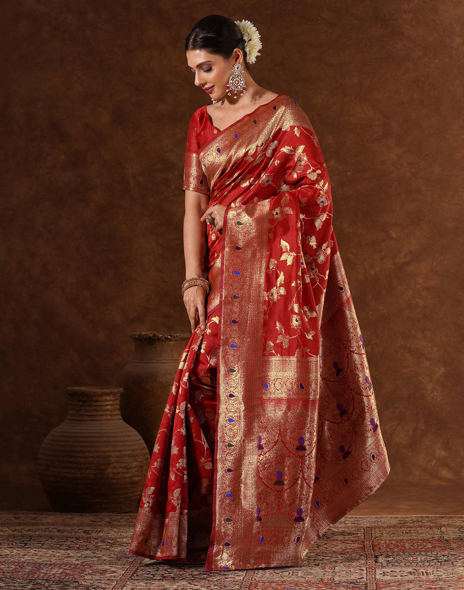 Red Silk Woven Banarasi Saree