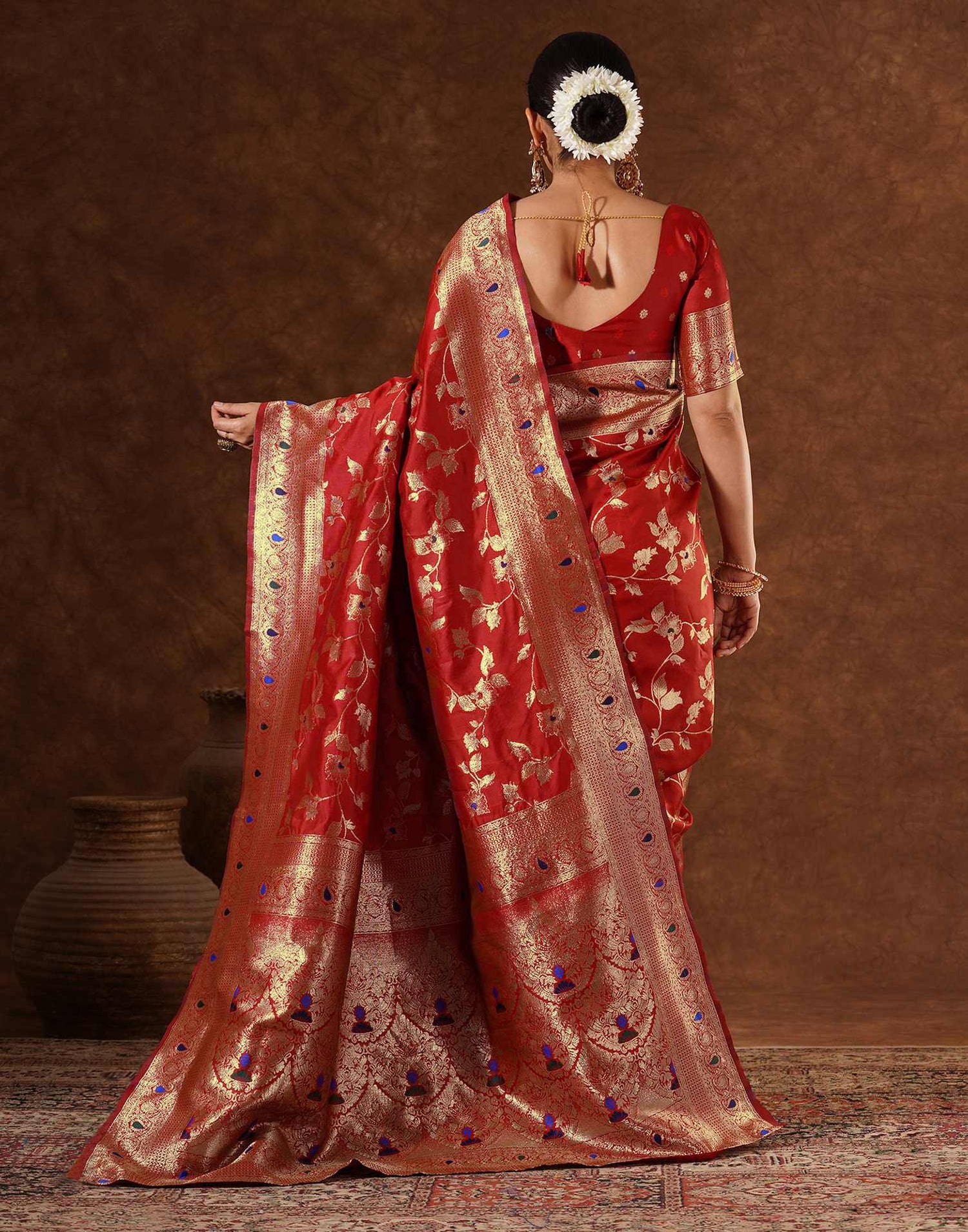 Red Silk Woven Banarasi Saree