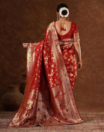 Red Silk Woven Banarasi Saree
