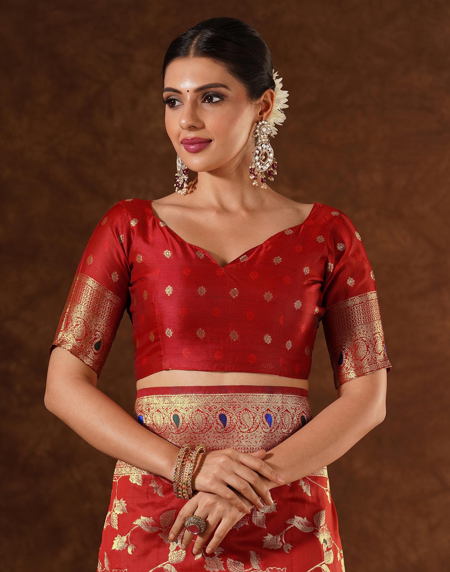 Red Silk Woven Banarasi Saree
