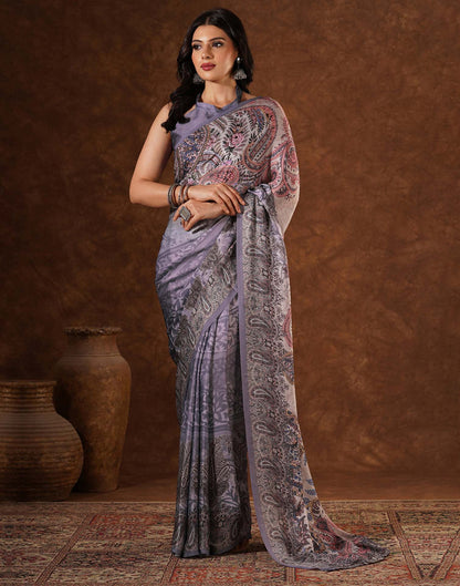Multicoloured Satin Printed Saree