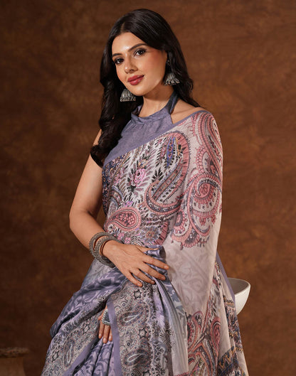 Multicoloured Satin Printed Saree