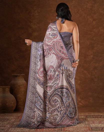 Multicoloured Satin Printed Saree