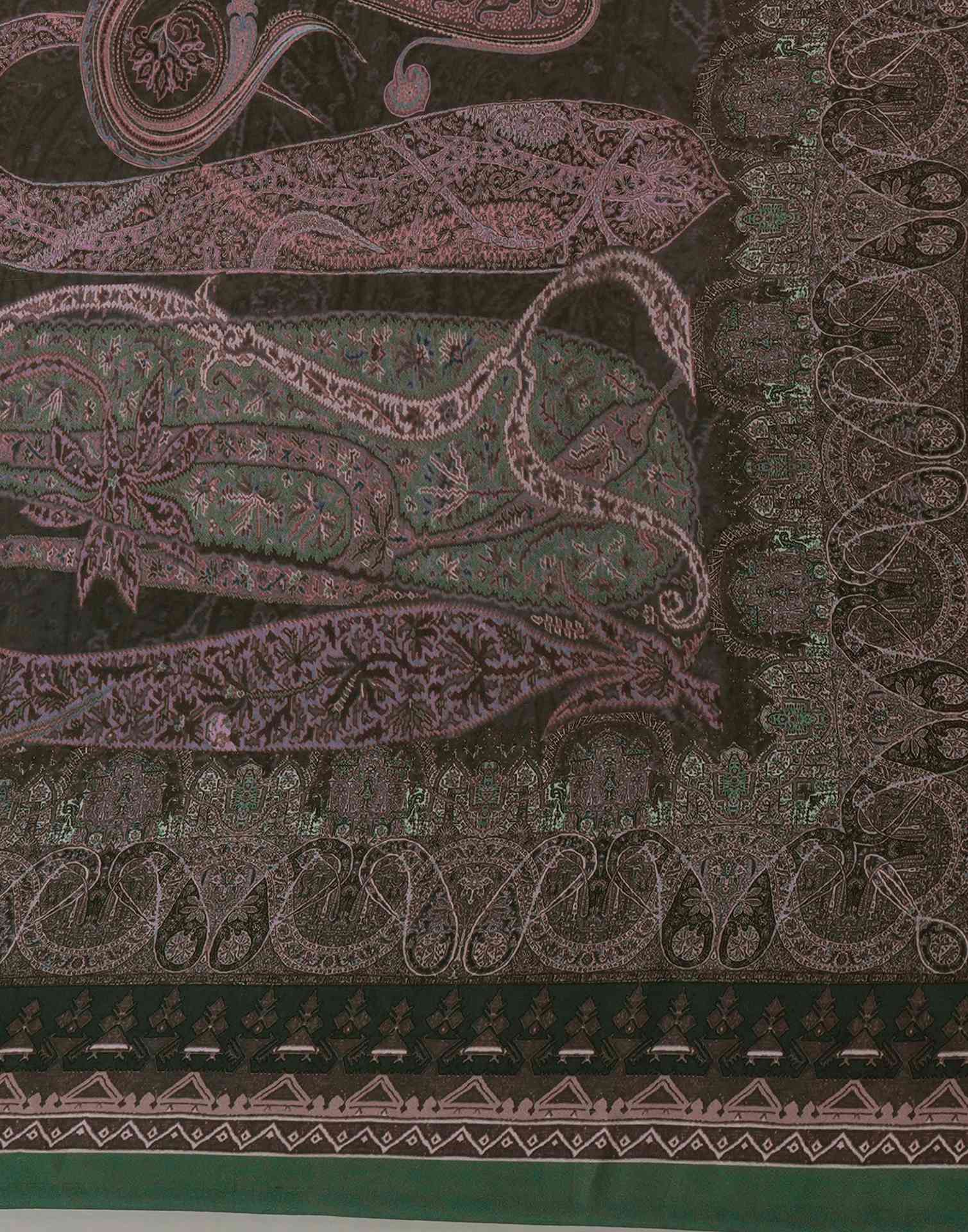 Green Satin Printed Saree